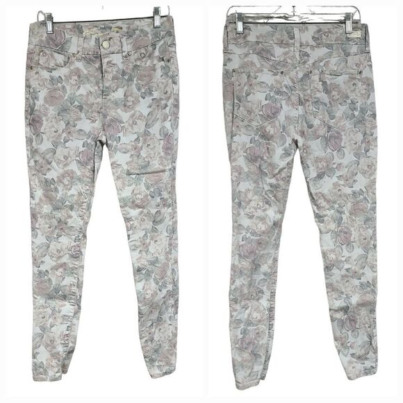 Seven7 High Rise Tummyless Skinny Jeans White Floral Print Stretch Denim Size 6 - Picture 3 of 13